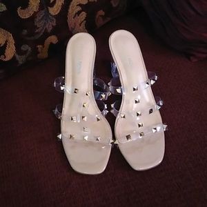 Nude studded sandals